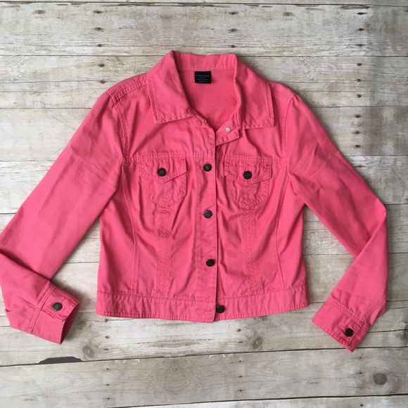 Faded Glory Jackets & Blazers - FADED GLORY Bright Pink Cropped Denim Jean Jacket